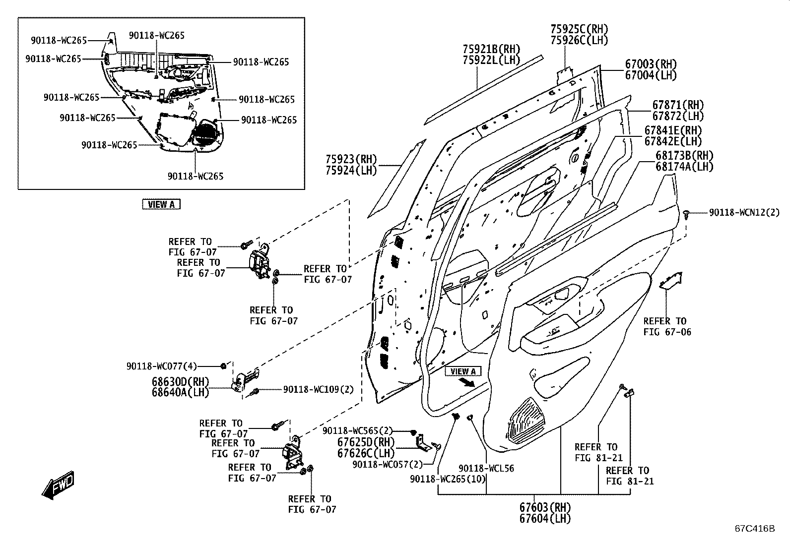 67003-WC009 PANEL SUB-ASSY, REAR DOOR, RH product image