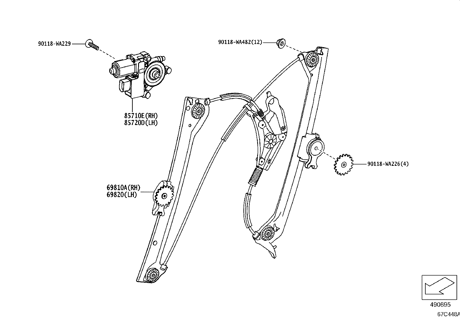 Toyota 85720-WAA04 MOTOR ASSY, POWER WINDOW REGULATOR, LH