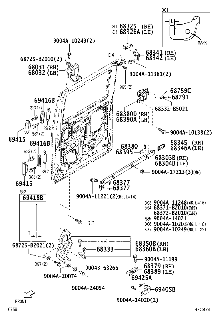 68033-BZ010 BASE, SLIDE DOOR UPPER ROOLER, RH product image