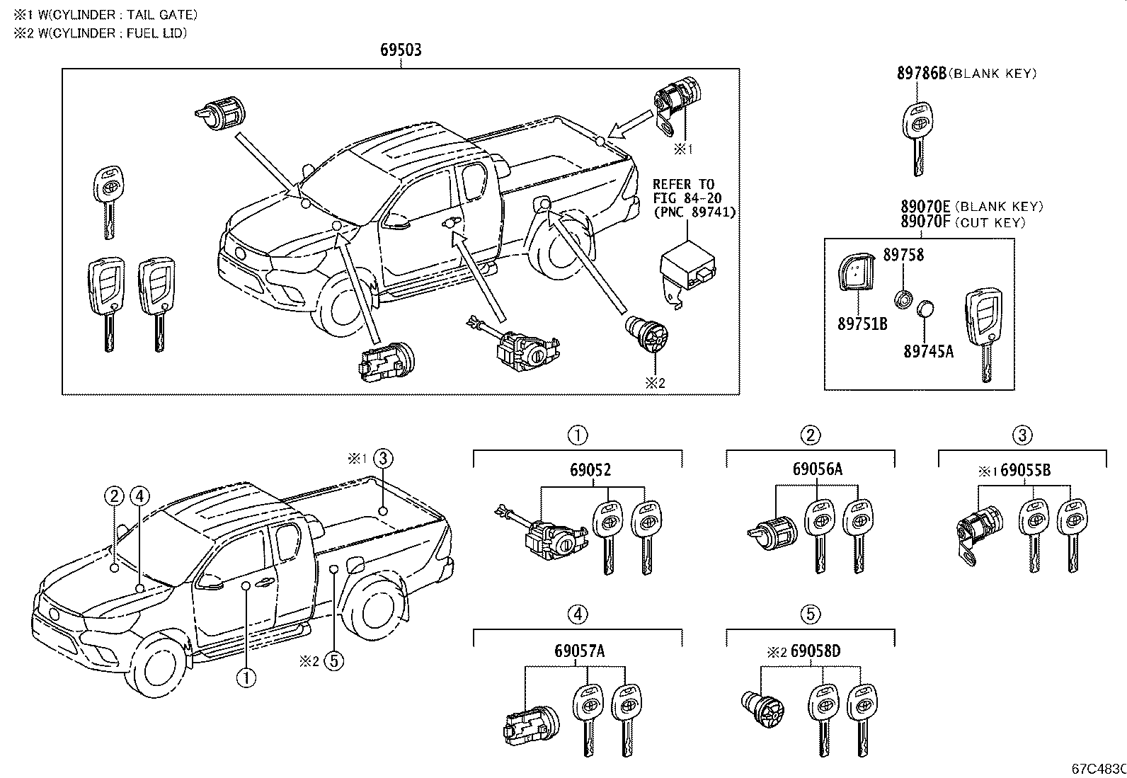 Toyota 89704-F0280 CYLINDER SET, LOCK