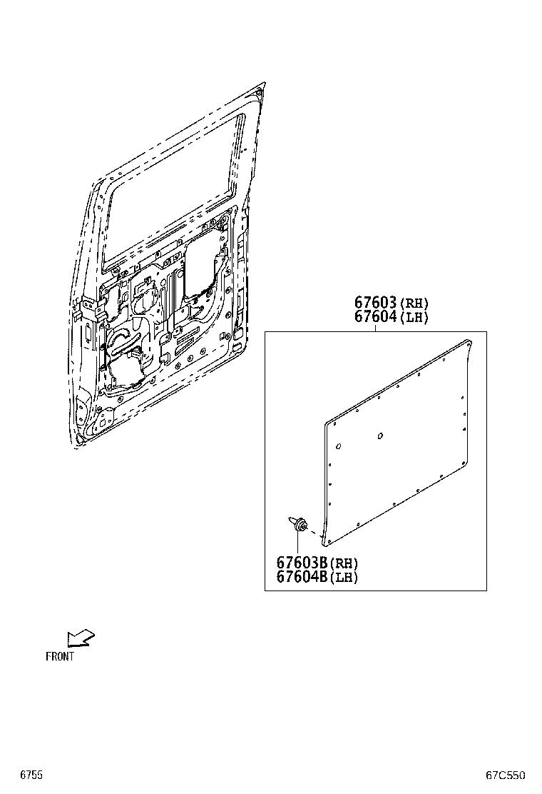 67004-BZ810 PANEL SUB-ASSY, REAR DOOR, LH product image