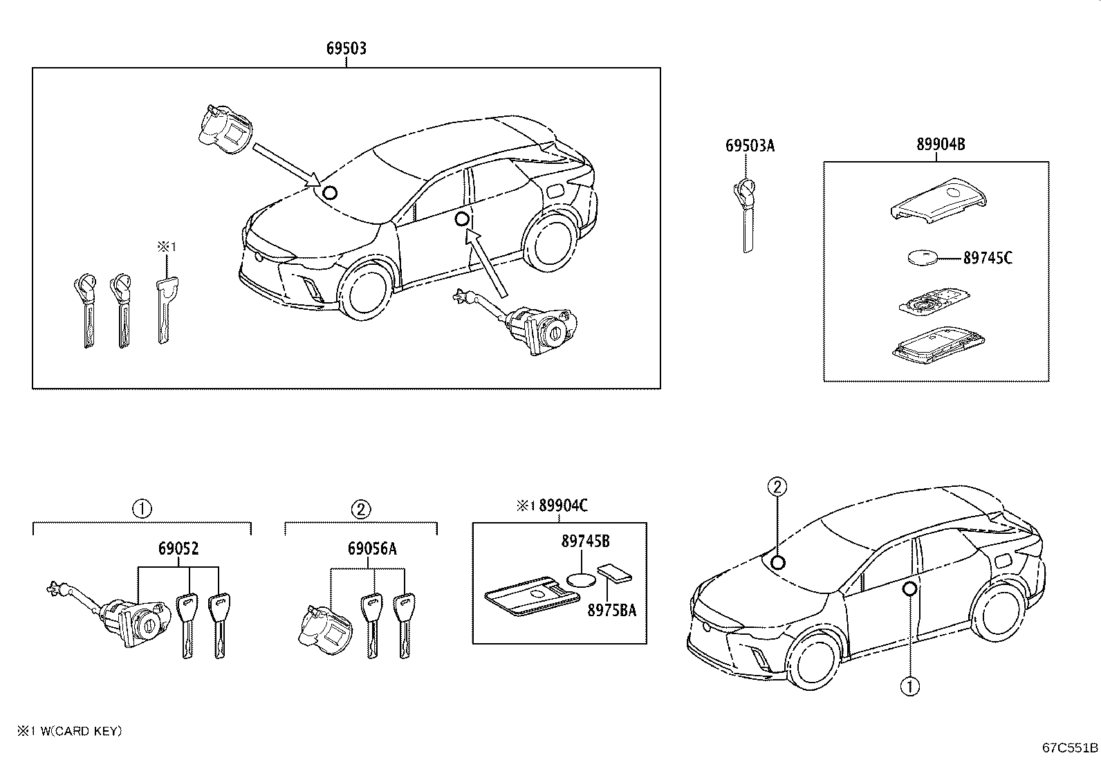 Toyota 69005-0E270 CYLINDER SET, LOCK