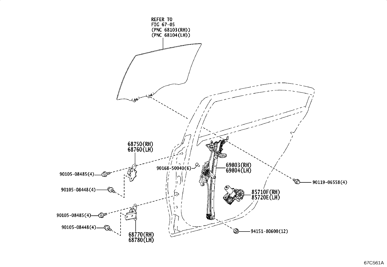 69884-12040 BRACKET, REAR DOOR WINDOW REGULATOR LIFT ARM, LH product image