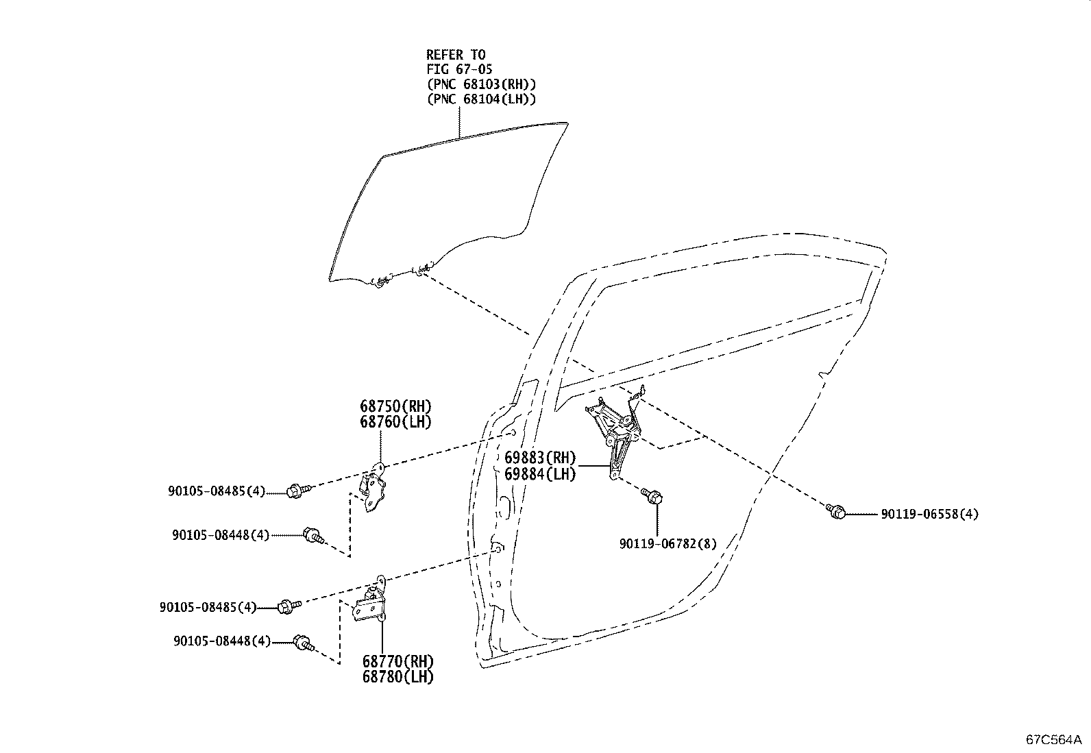 69884-12040 BRACKET, REAR DOOR WINDOW REGULATOR LIFT ARM, LH product image