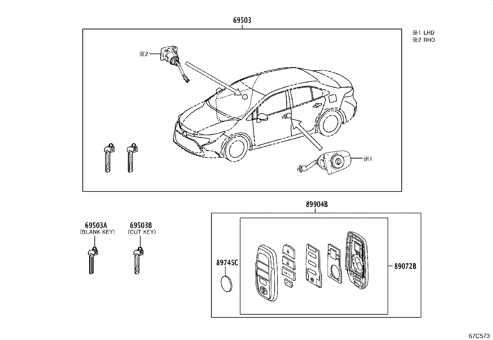 89072-12410 HOUSING SET, DOOR CONTROL TRANSMITTER (FOR SMART KEY) product image