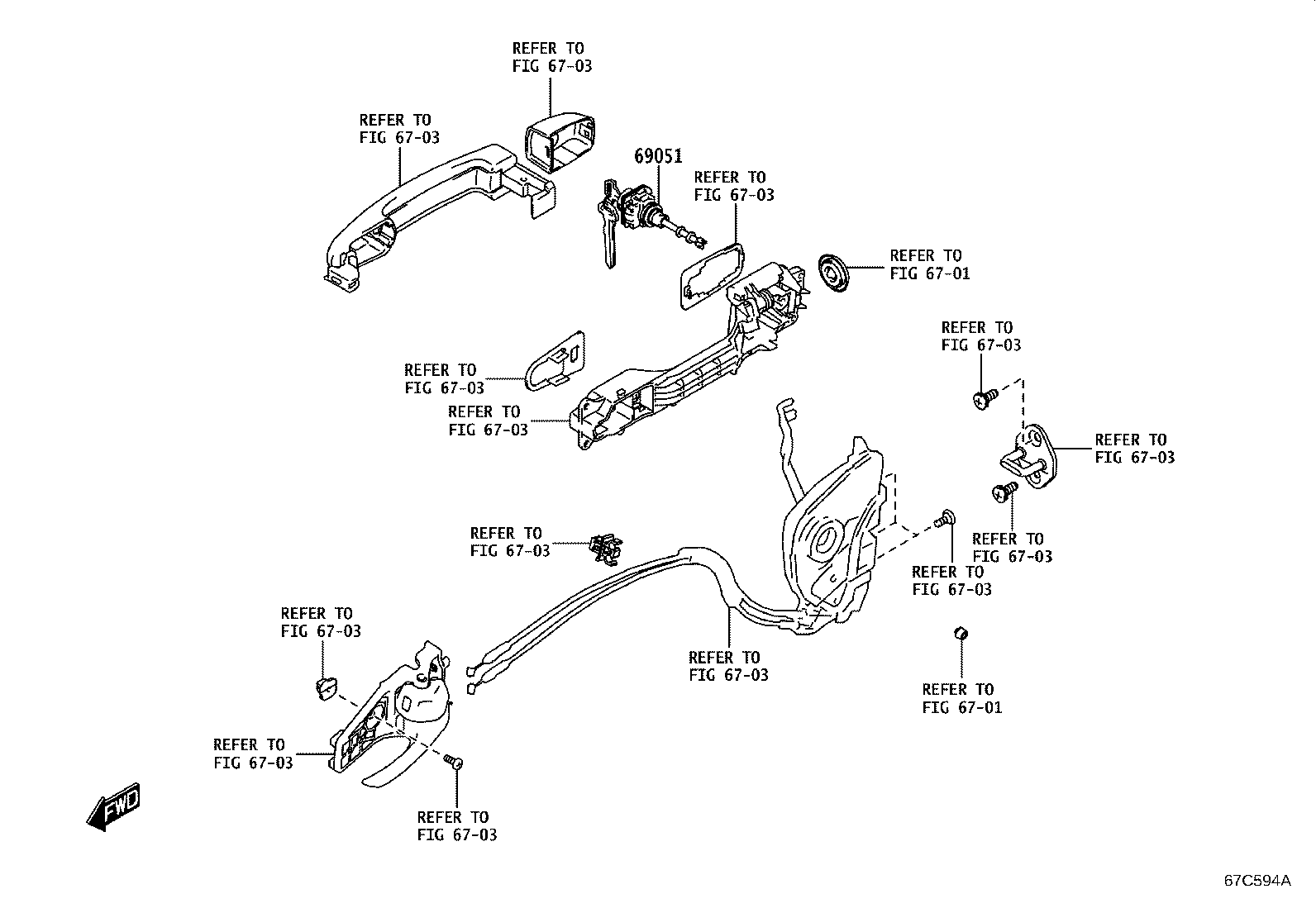 69051-WC005 CYLINDER & KEY SET, DOOR LOCK, RH product image