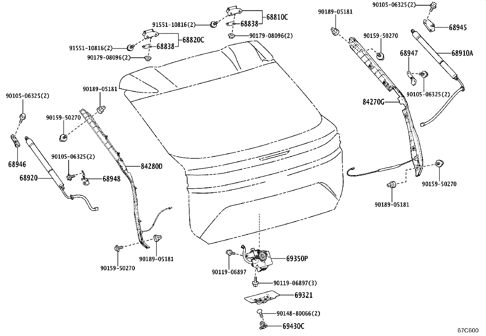 68960-0WM30 STAY ASSY, BACK DOOR, LH product image