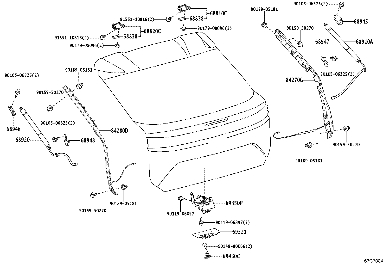 68960-0WM30 STAY ASSY, BACK DOOR, LH product image