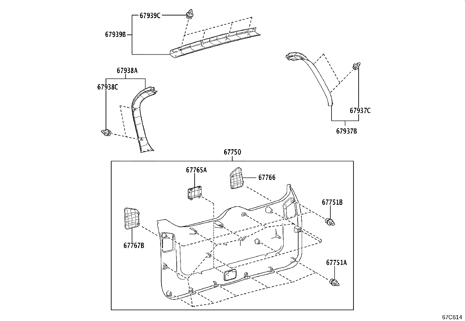 64828-VT010 CLIP, BACK WINDOW GLASS, LH product image