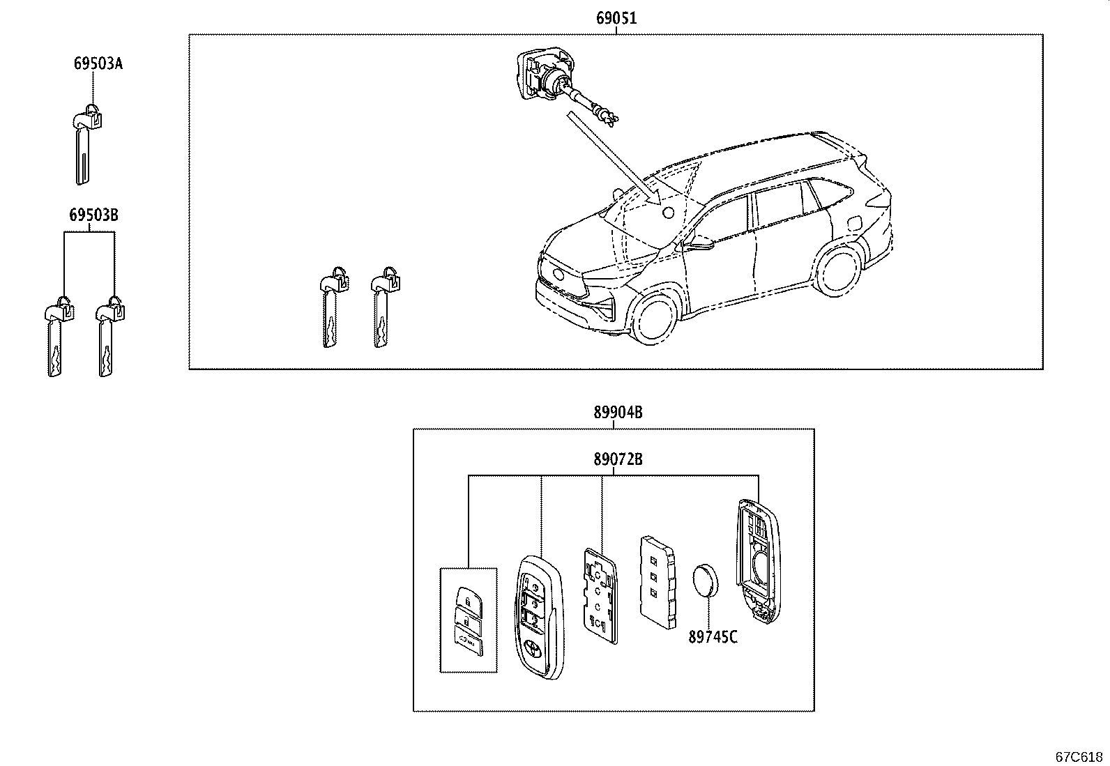 69052-VT010 CYLINDER & KEY SET, DOOR LOCK, LH product image