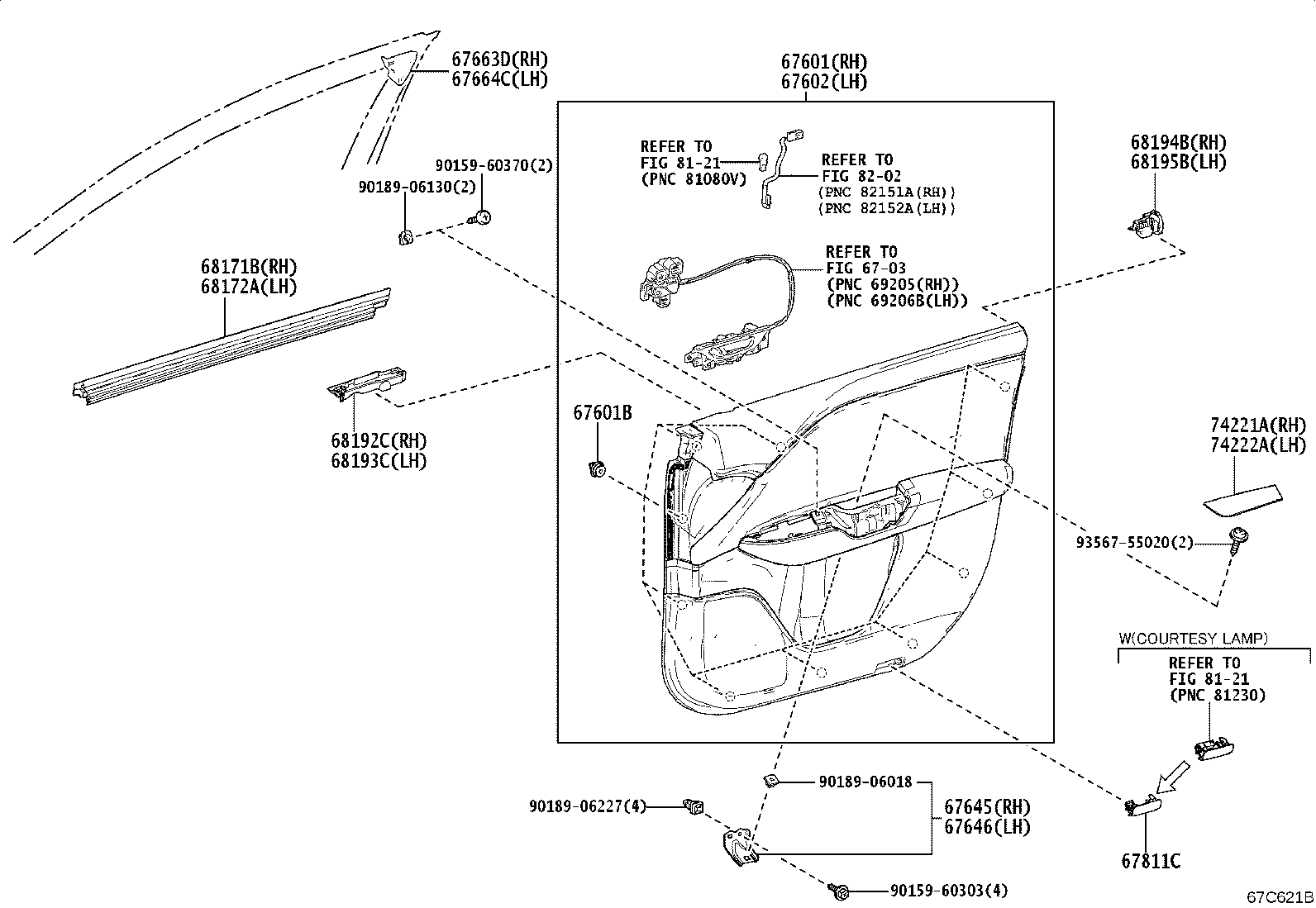 68101-46100 GLASS SUB-ASSY, FRONT DOOR, RH product image