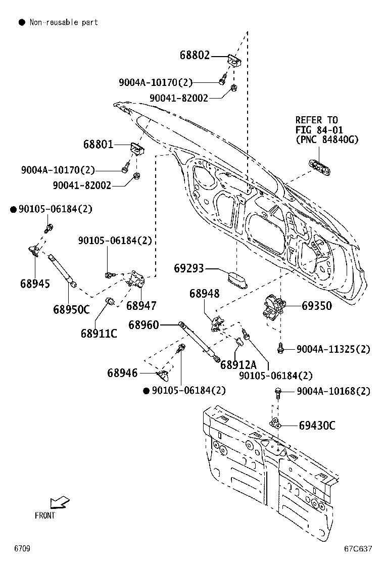 68945-BZ010 BRACKET, BACK DOOR DAMPER STAY, UPPER RH product image