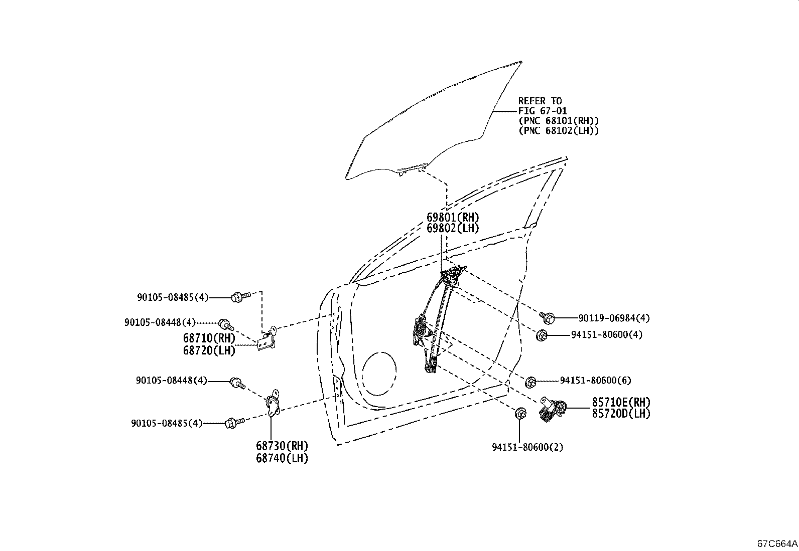 Toyota 85720-48170 MOTOR ASSY, POWER WINDOW REGULATOR, LH