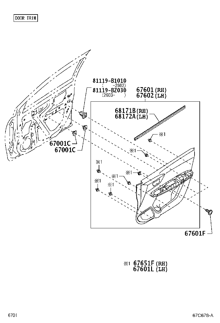 67404-BZ200 FRAME SUB-ASSY, FRONT DOOR, REAR LOWER LH product image