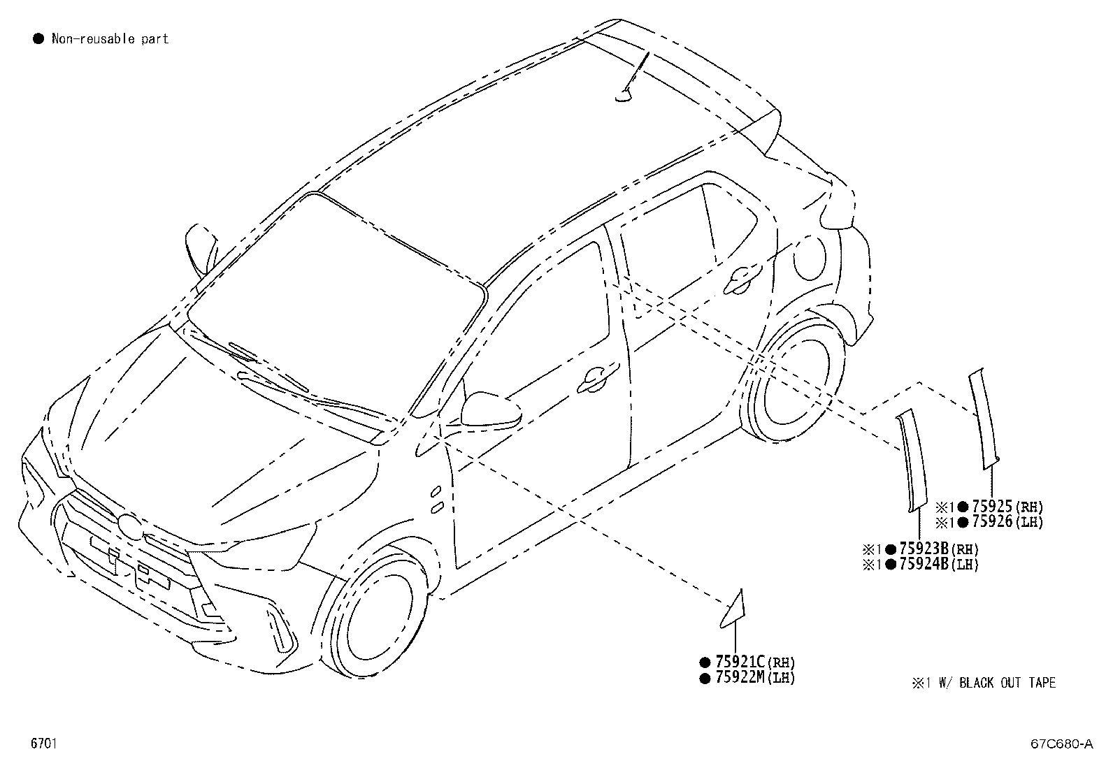 67404-BZ200 FRAME SUB-ASSY, FRONT DOOR, REAR LOWER LH product image