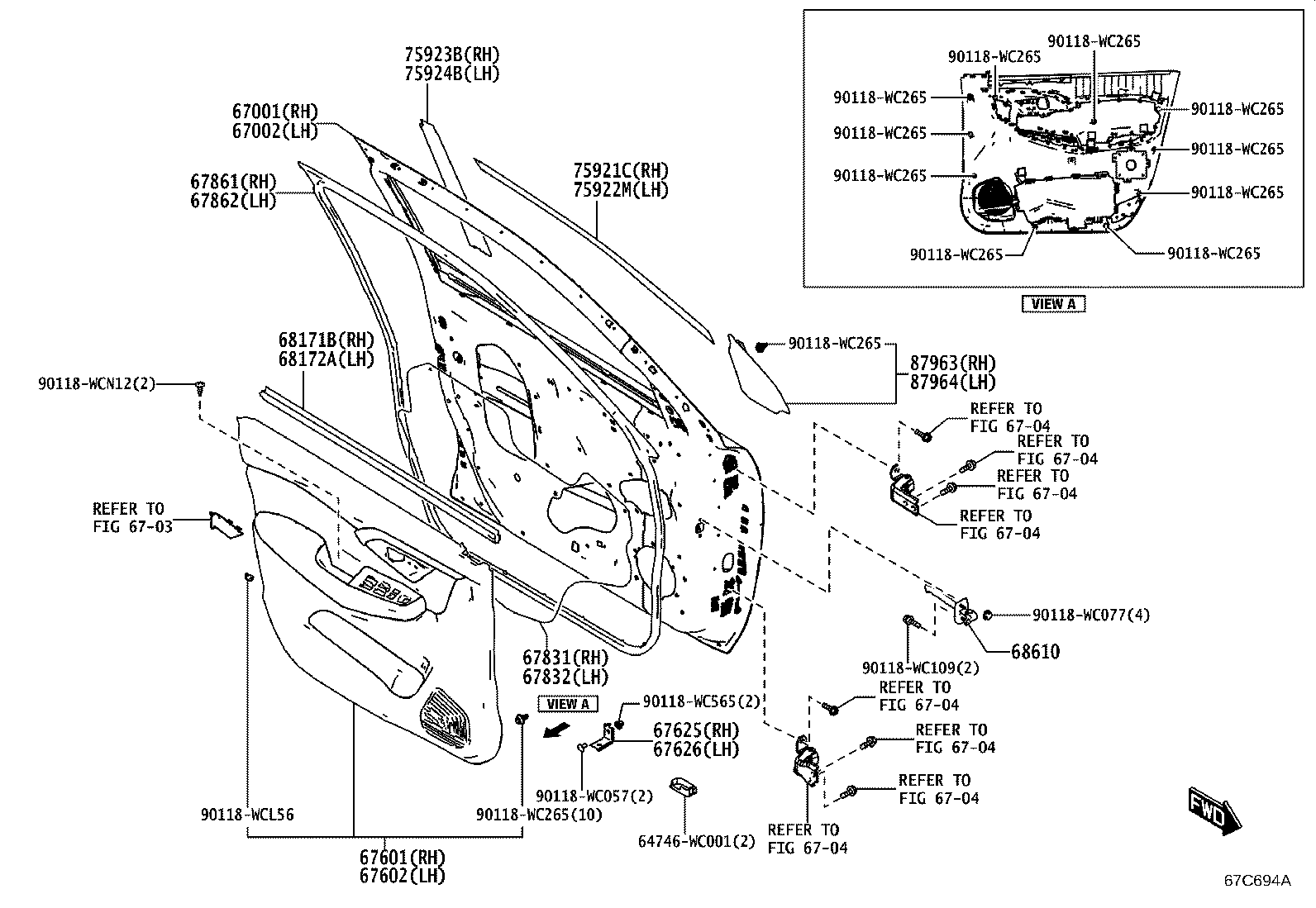 67002-WC014 PANEL SUB-ASSY, FRONT DOOR, LH product image