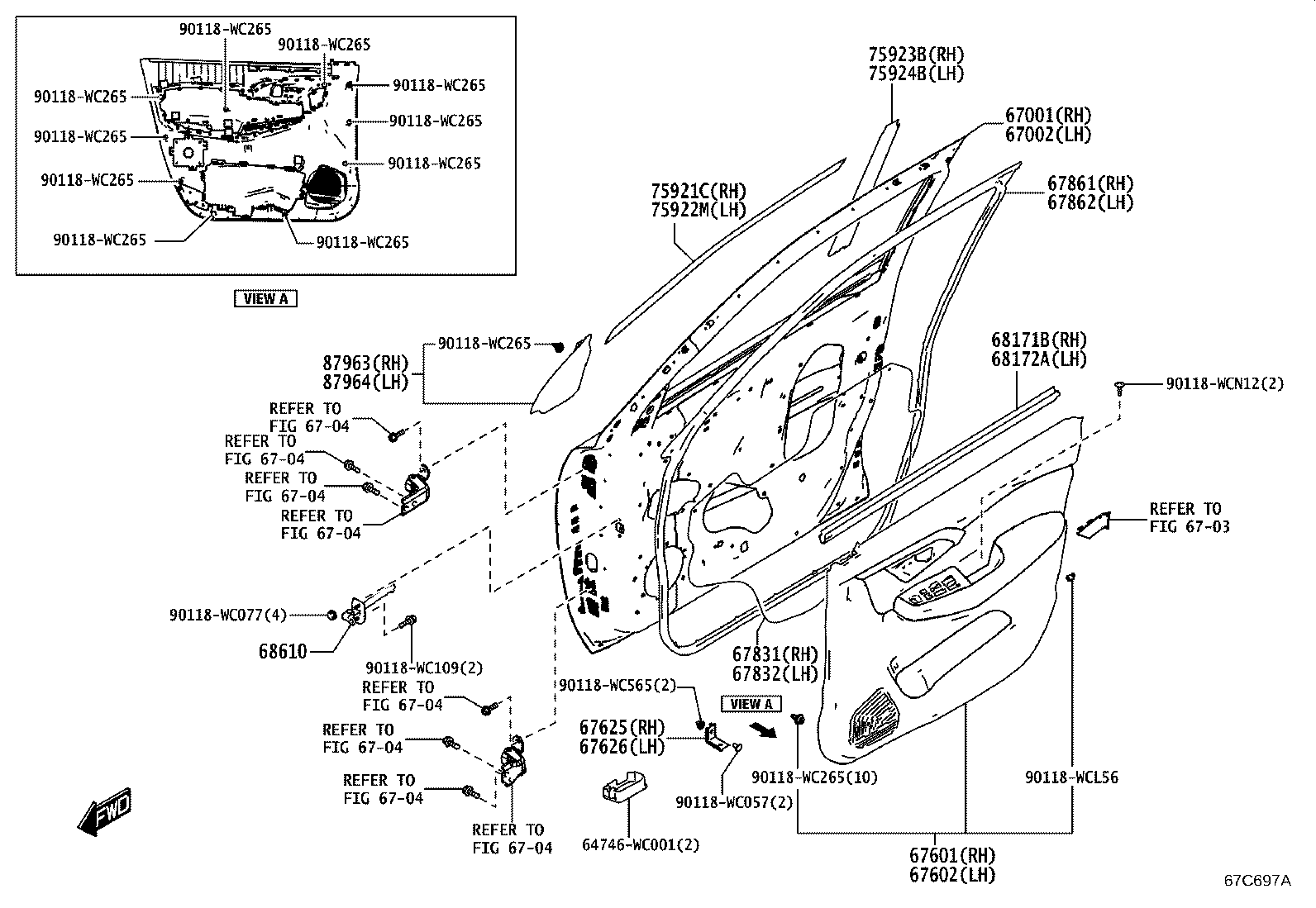 67002-WC014 PANEL SUB-ASSY, FRONT DOOR, LH product image