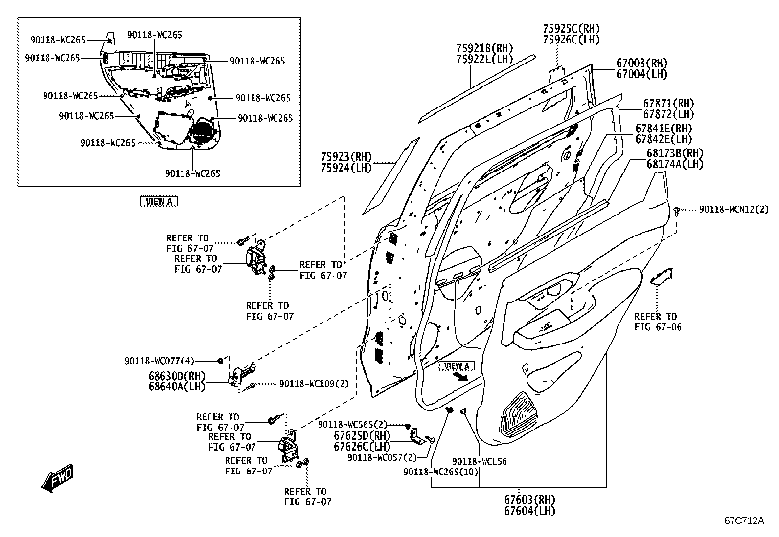 67004-WC010 PANEL SUB-ASSY, REAR DOOR, LH product image