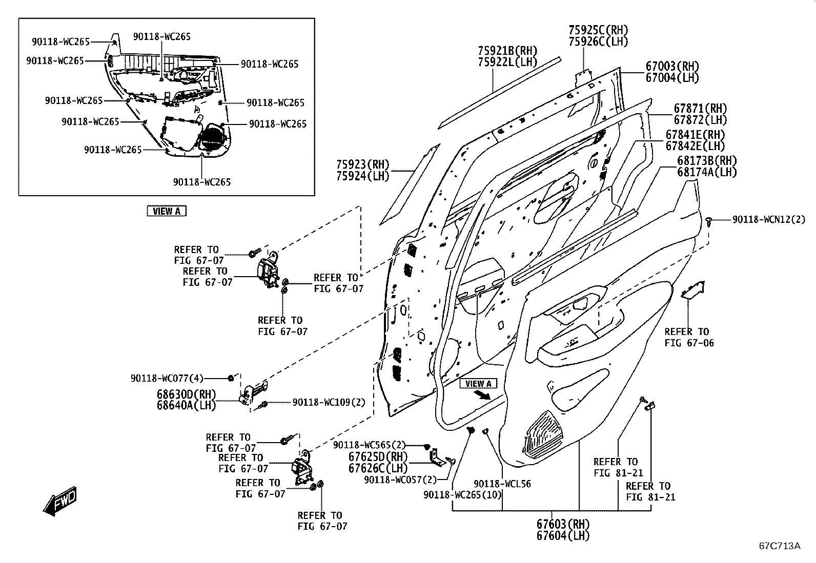 67004-WC010 PANEL SUB-ASSY, REAR DOOR, LH product image