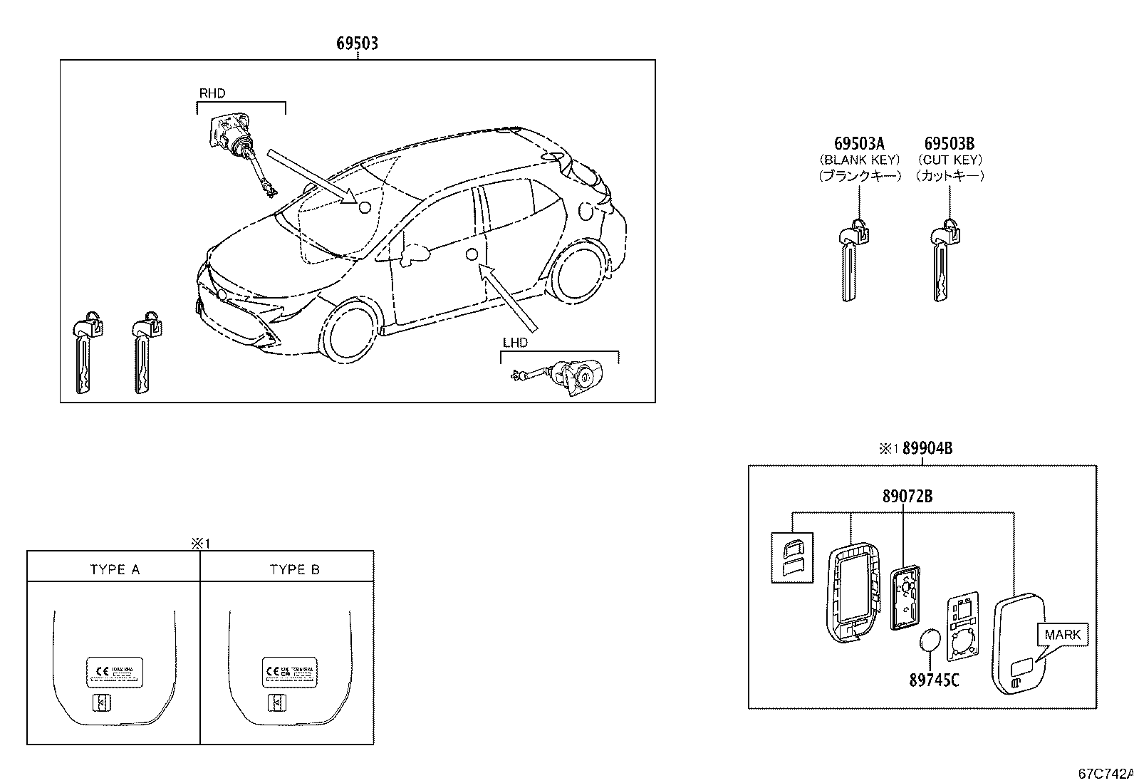 89072-02780 HOUSING SET, DOOR CONTROL TRANSMITTER (FOR SMART KEY) product image