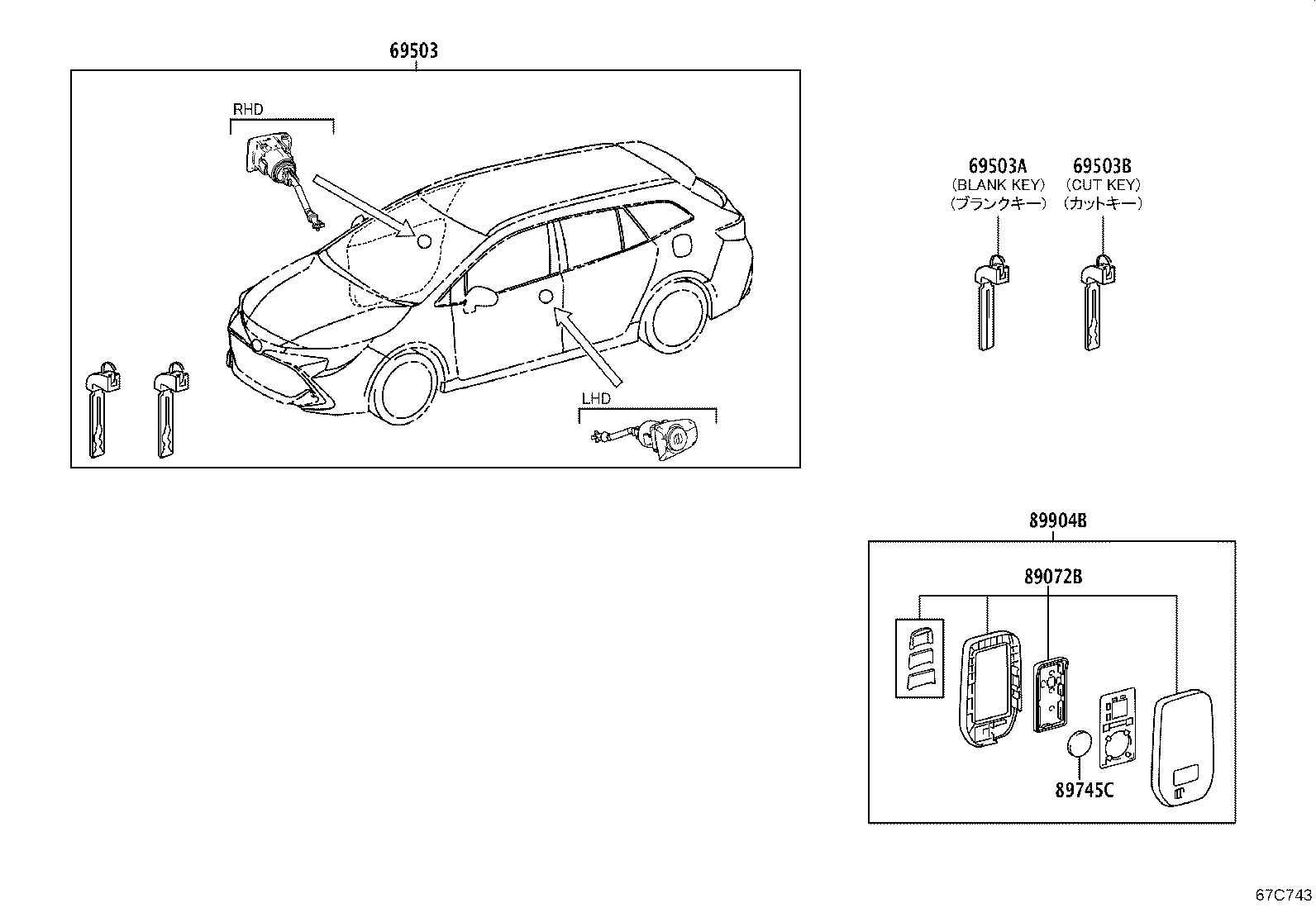 89072-02780 HOUSING SET, DOOR CONTROL TRANSMITTER (FOR SMART KEY) product image
