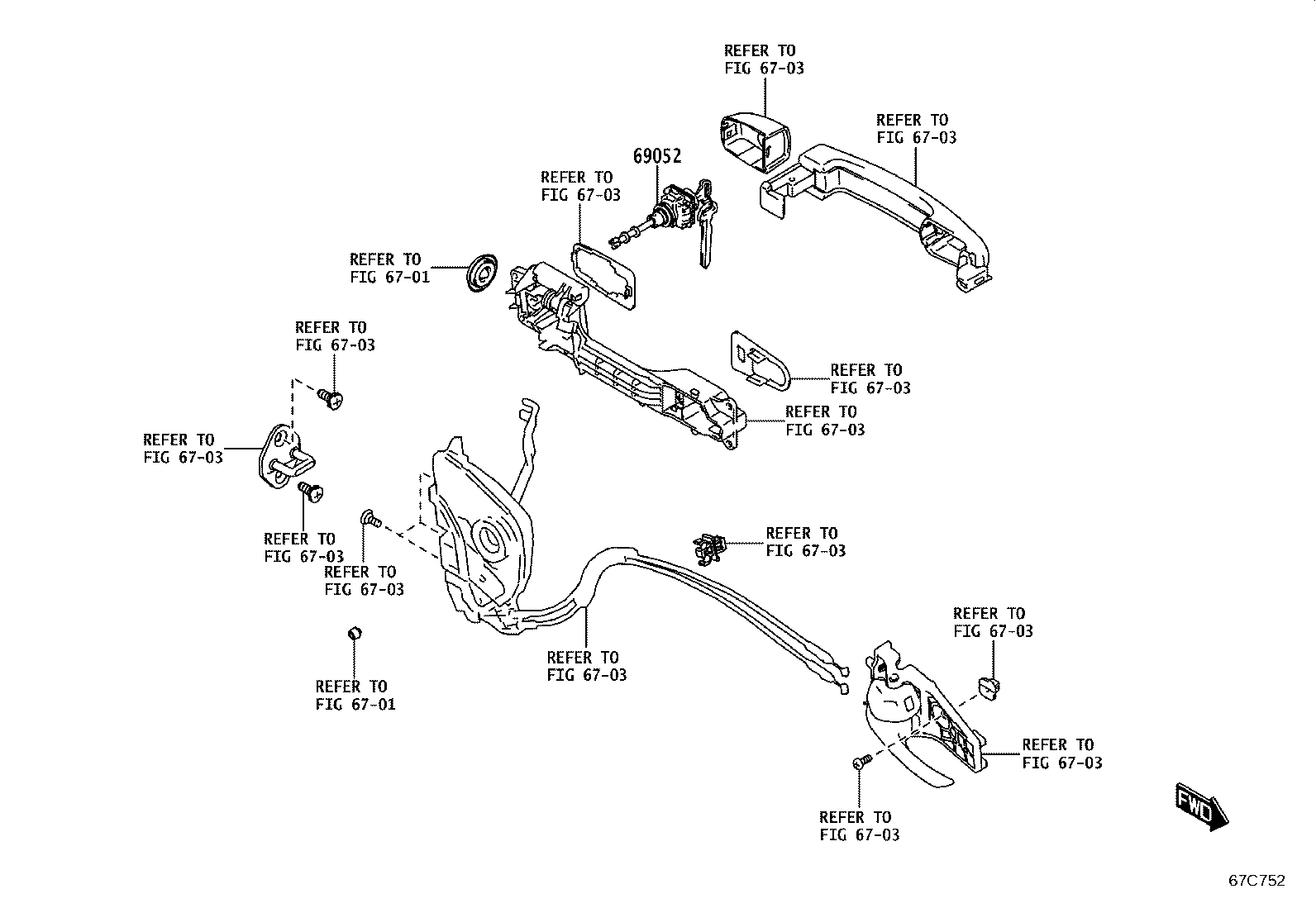 69052-WC004 CYLINDER & KEY SET, DOOR LOCK, LH product image
