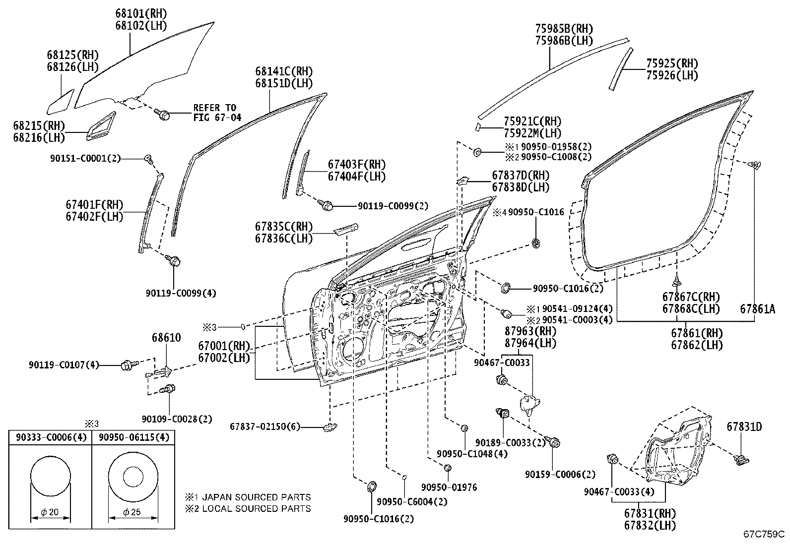 67401-03020 FRAME SUB-ASSY, FRONT DOOR, FRONT LOWER RH product image