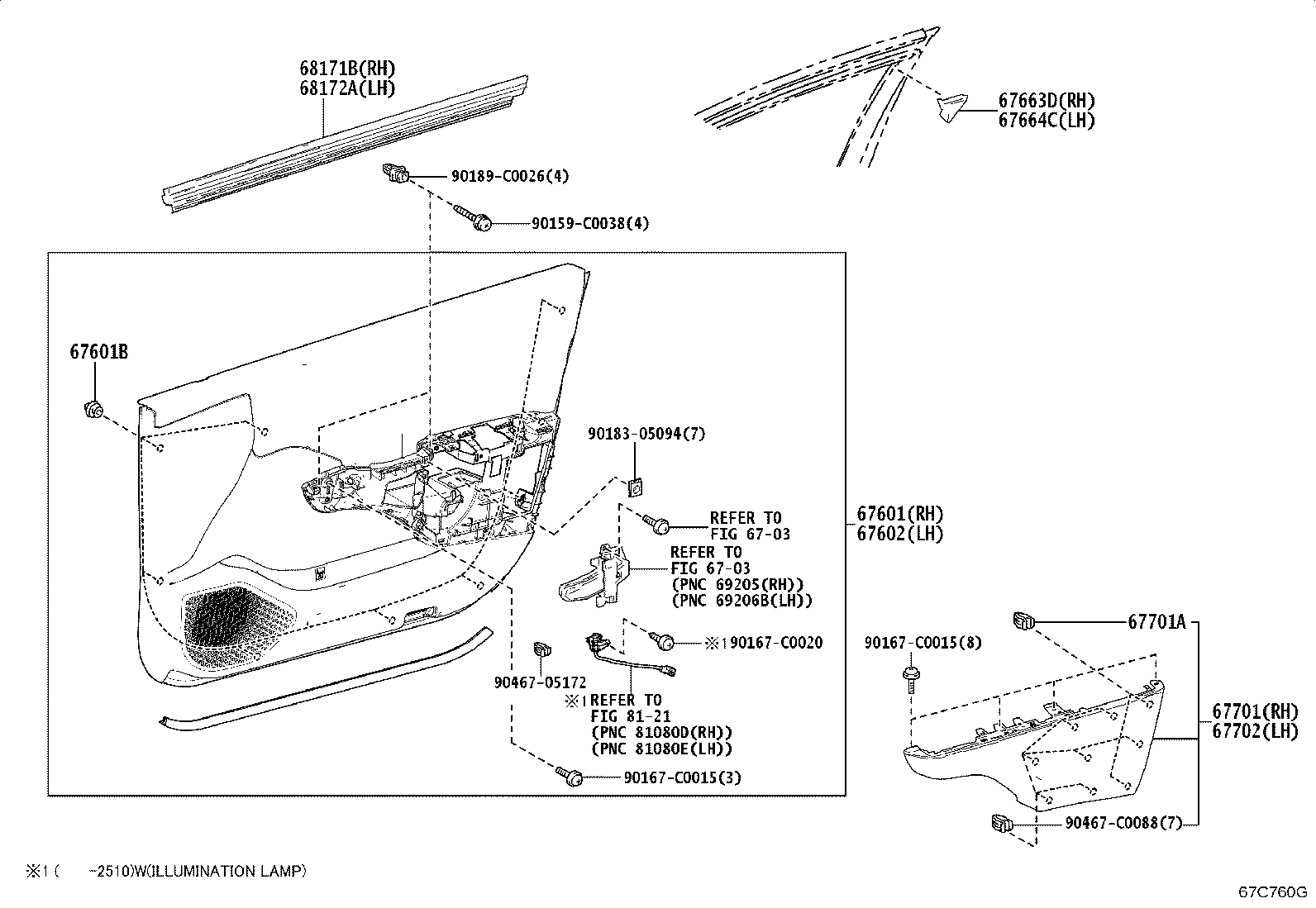 67401-03020 FRAME SUB-ASSY, FRONT DOOR, FRONT LOWER RH product image