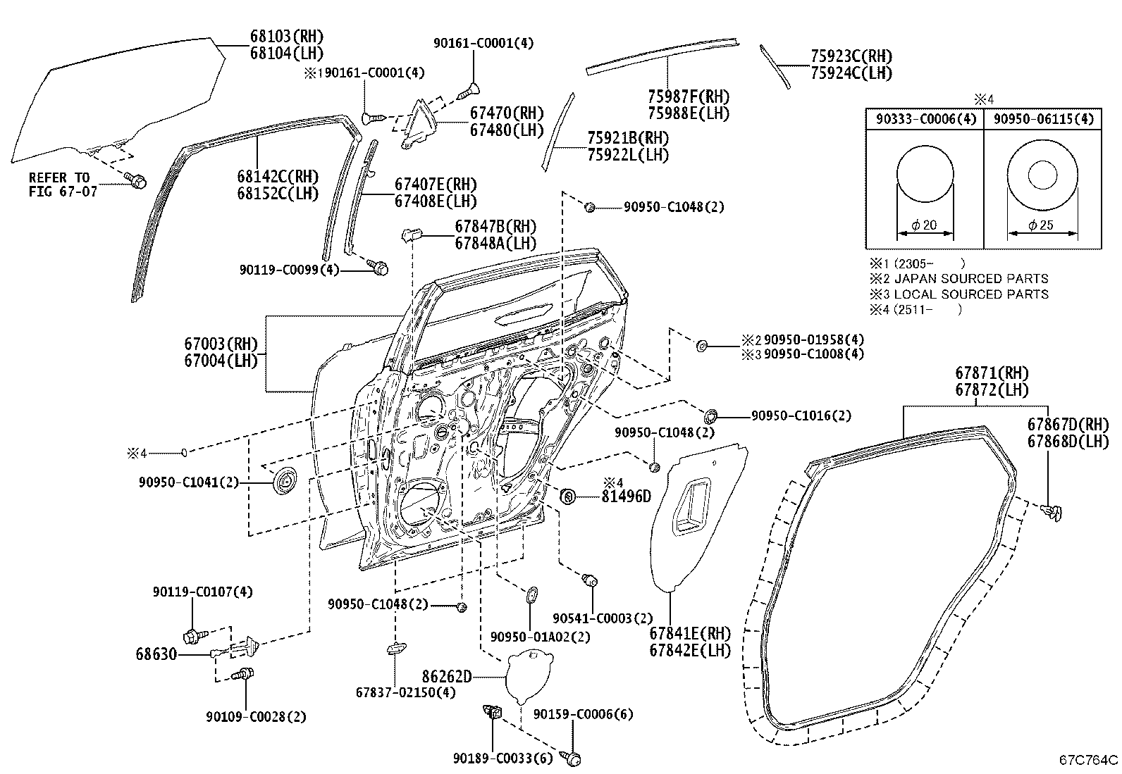 67003-03031 PANEL SUB-ASSY, REAR DOOR, RH product image