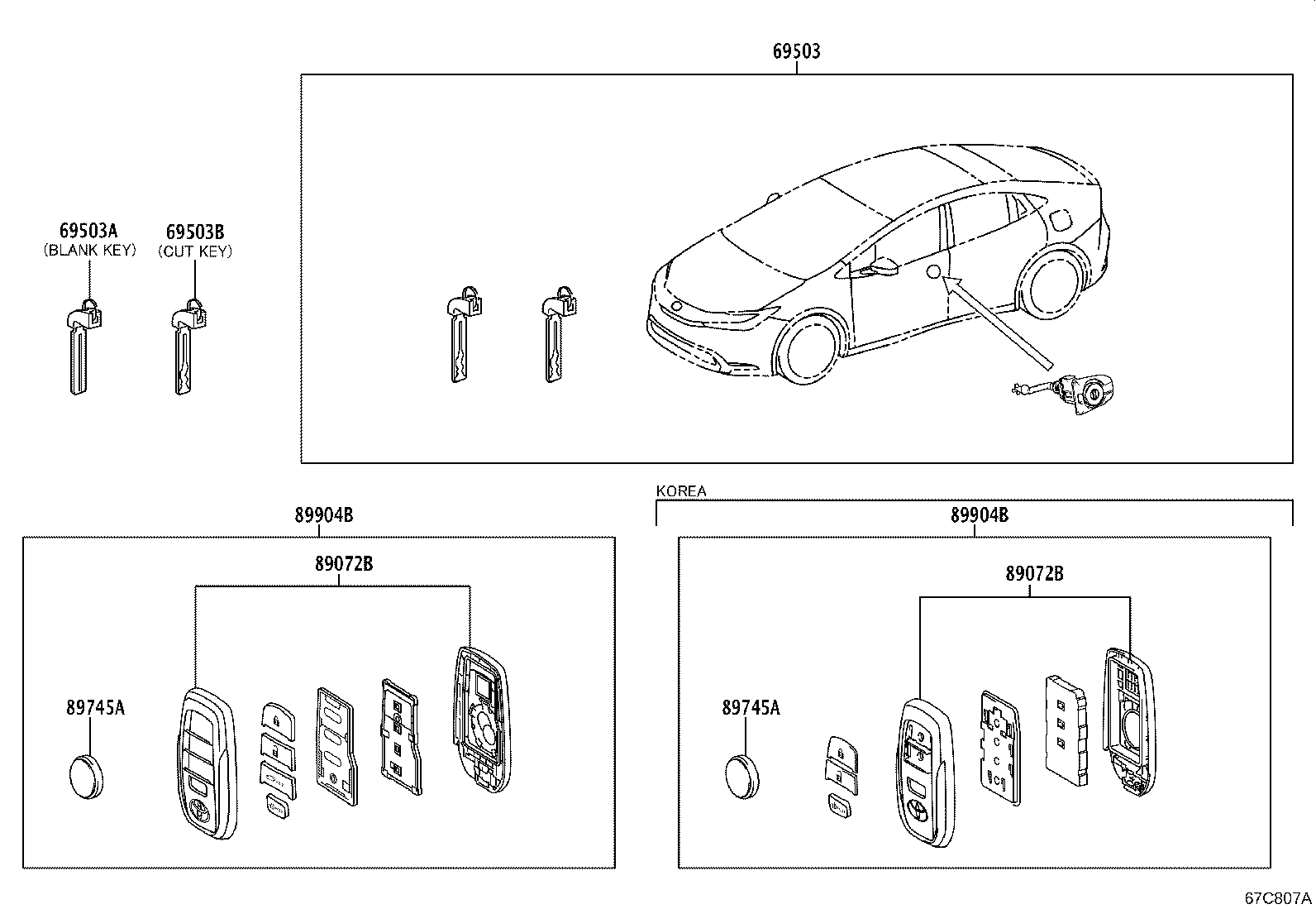 Toyota 69005-47310 CYLINDER SET, LOCK