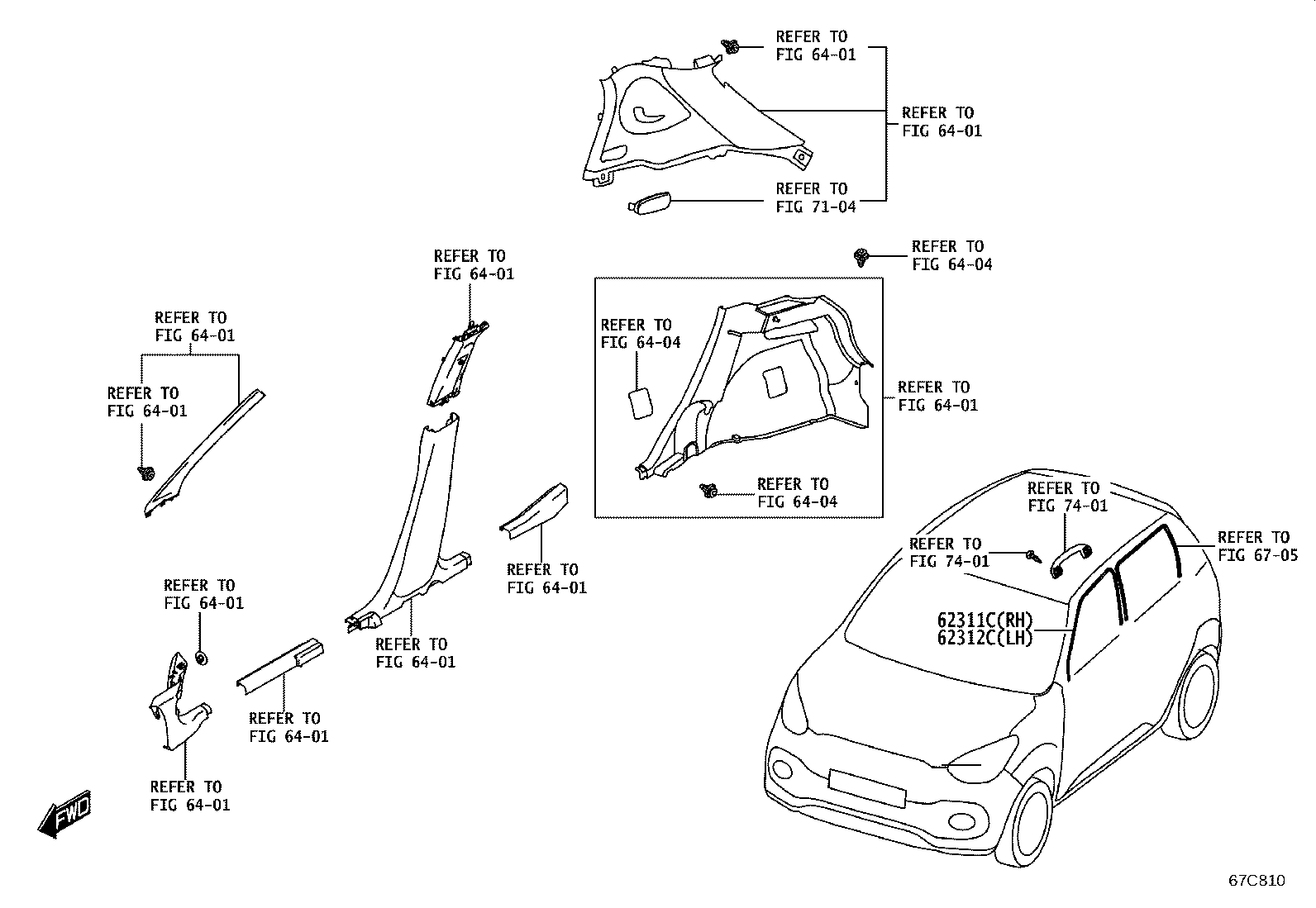 67404-WC008 GUIDE SUB-ASSY, FRONT DOOR WINDOW, REAR LH product image