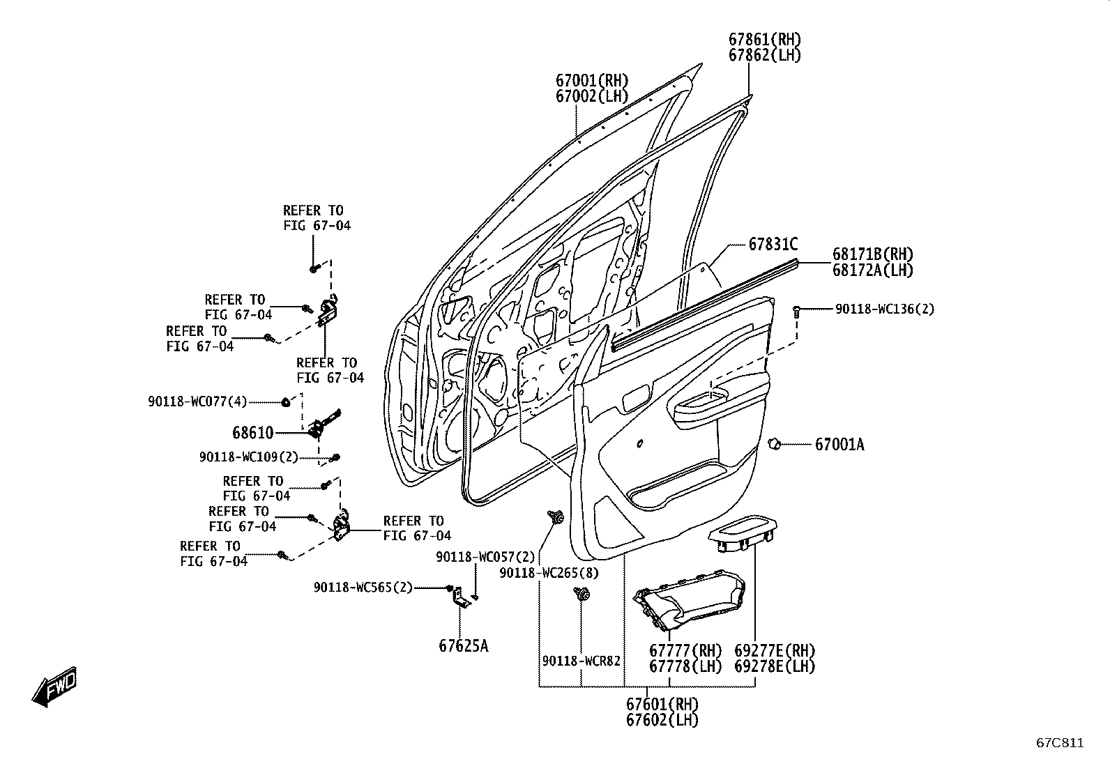 67404-WC008 GUIDE SUB-ASSY, FRONT DOOR WINDOW, REAR LH product image
