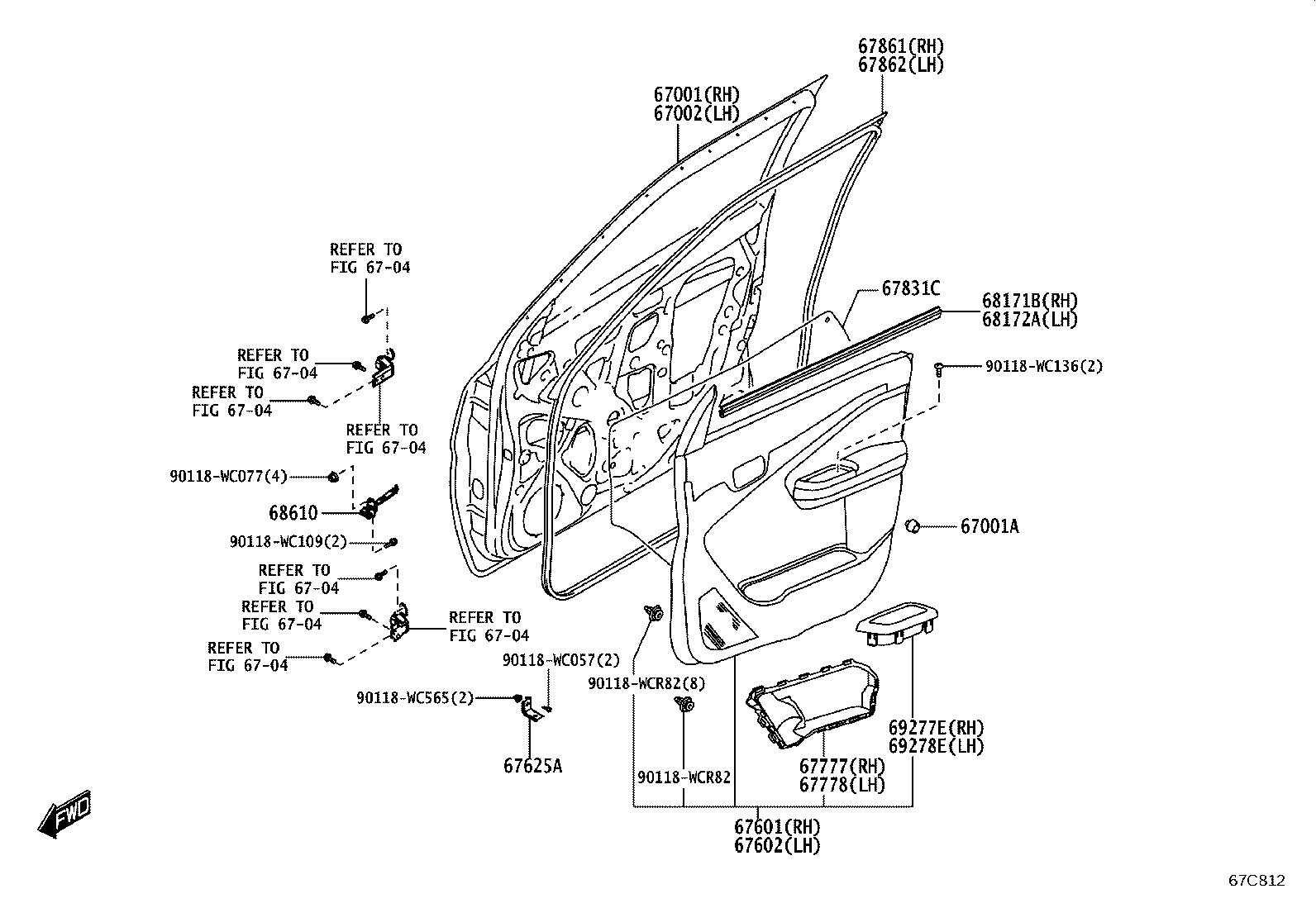 67404-WC008 GUIDE SUB-ASSY, FRONT DOOR WINDOW, REAR LH product image