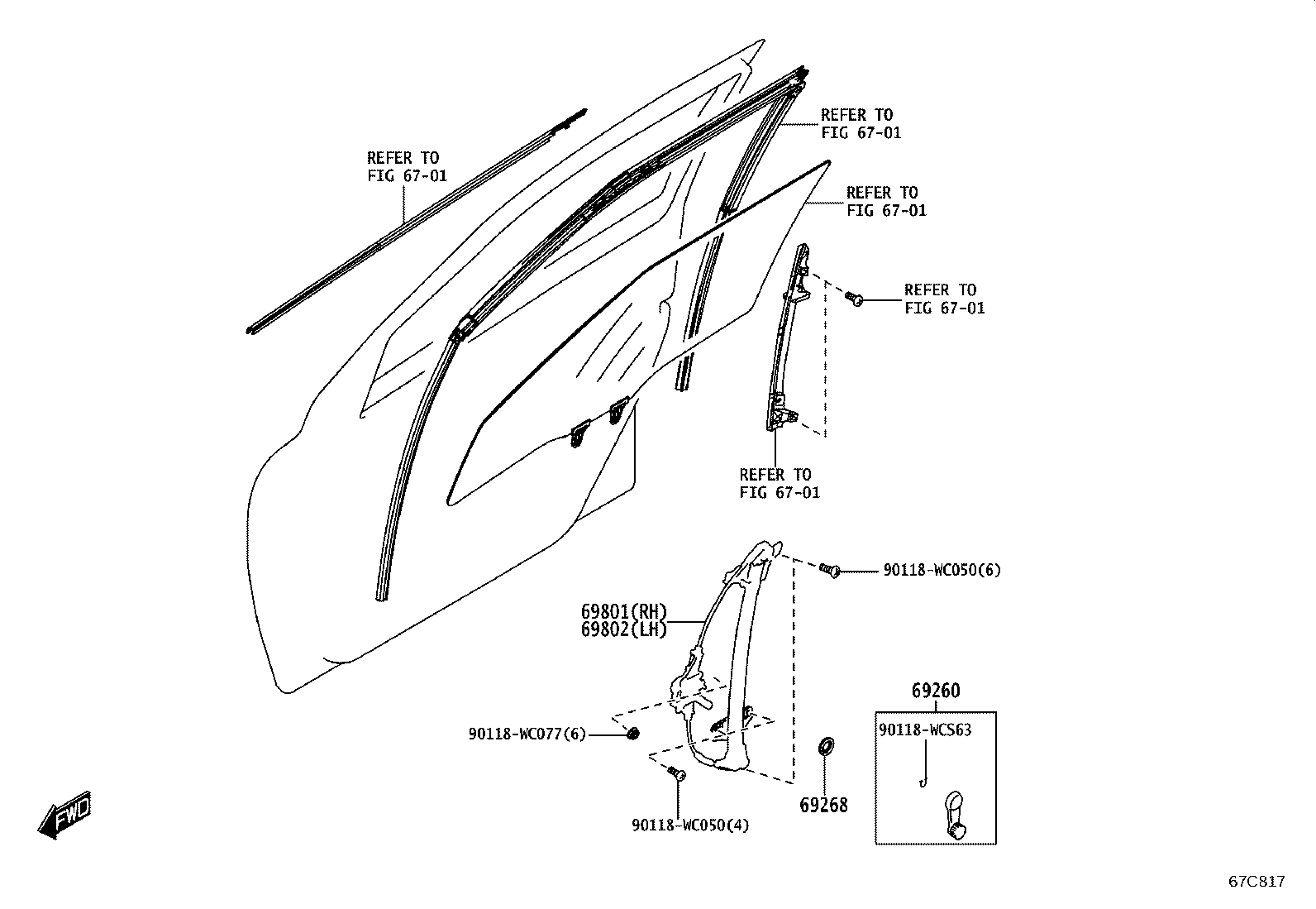 69801-WC014 REGULATOR SUB-ASSY, FRONT DOOR WINDOW, RH product image