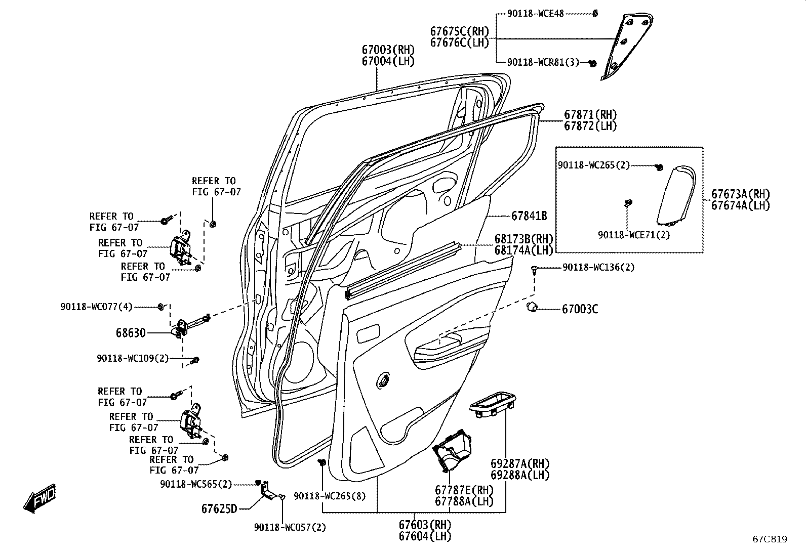 67004-WC012 PANEL SUB-ASSY, REAR DOOR, LH product image