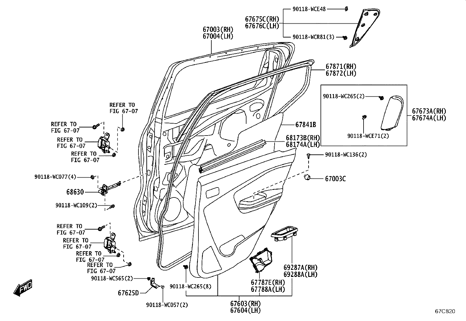 67004-WC012 PANEL SUB-ASSY, REAR DOOR, LH product image