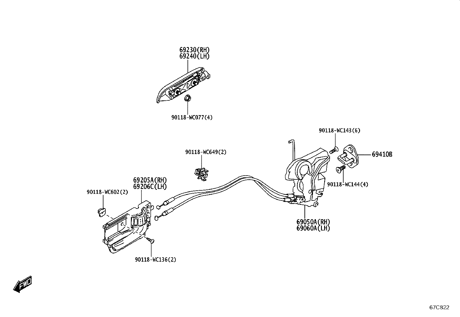 69050-WC012 LOCK ASSY, REAR DOOR W/MOTOR, RH product image