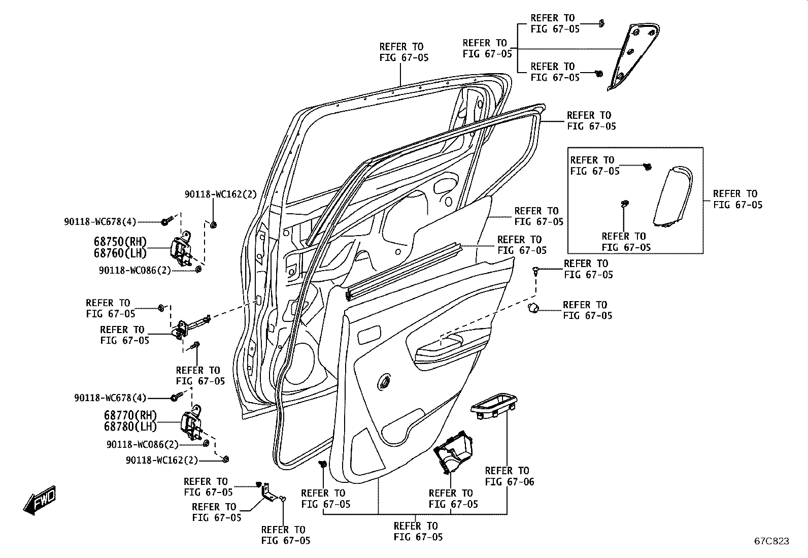 68770-WC005 HINGE ASSY, REAR DOOR, LOWER RH product image