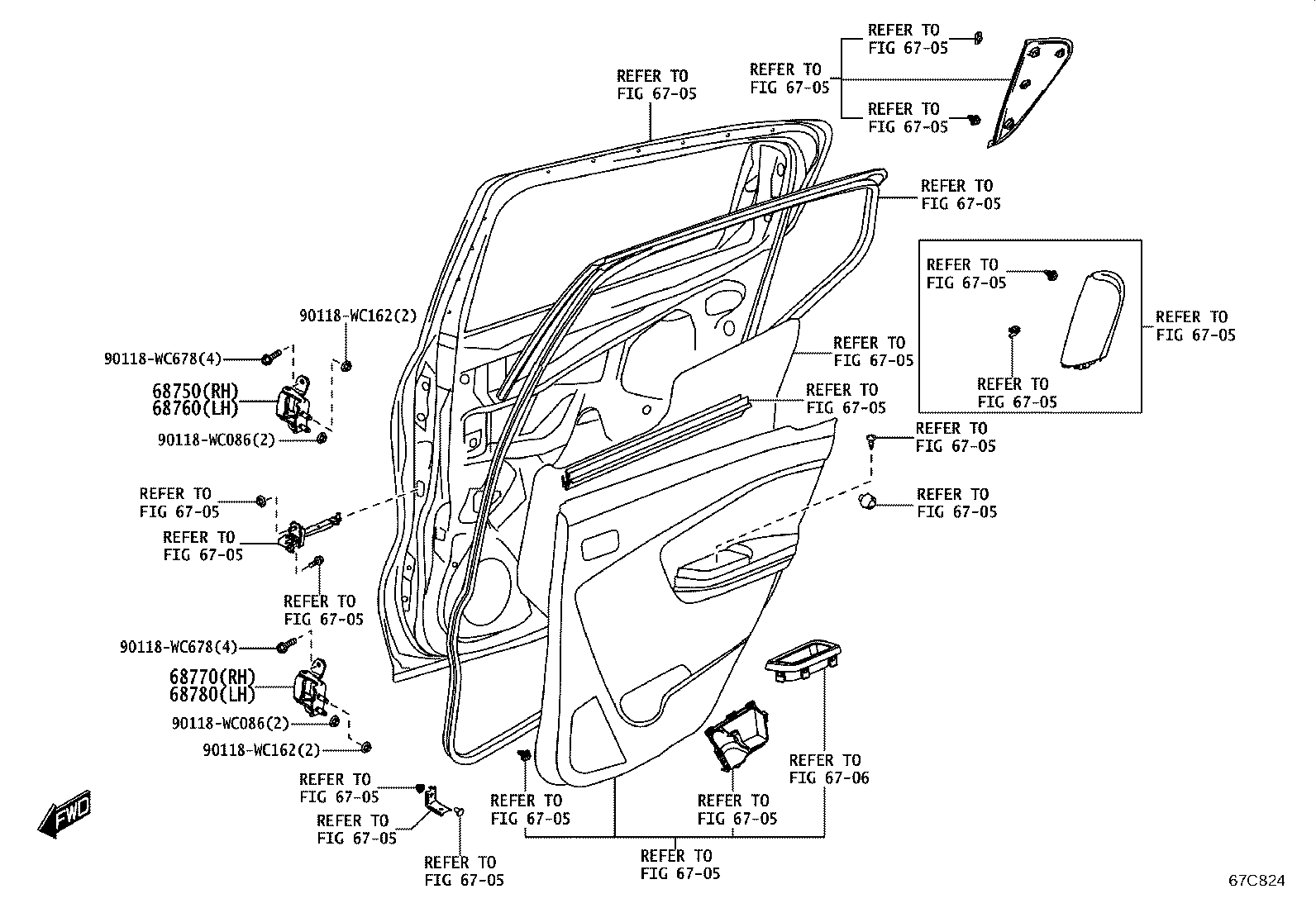 68770-WC005 HINGE ASSY, REAR DOOR, LOWER RH product image