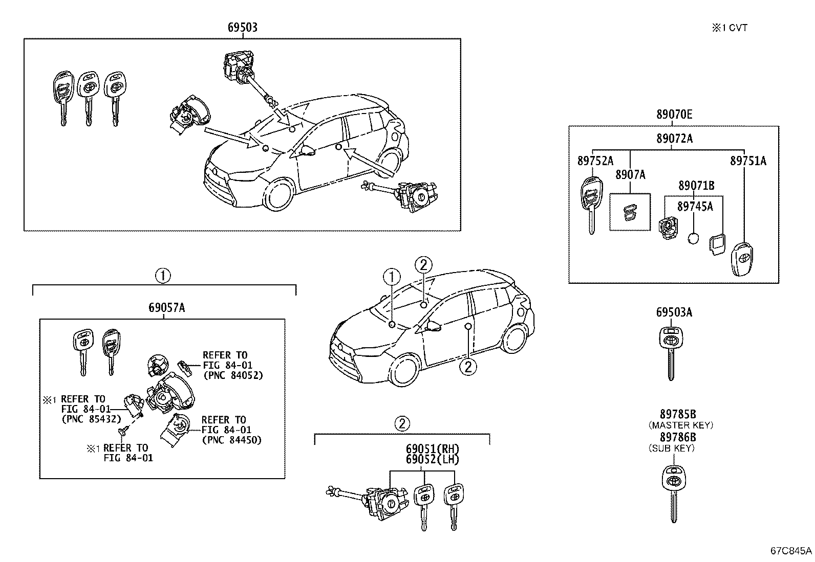 Toyota 69005-0DG91 CYLINDER SET, LOCK