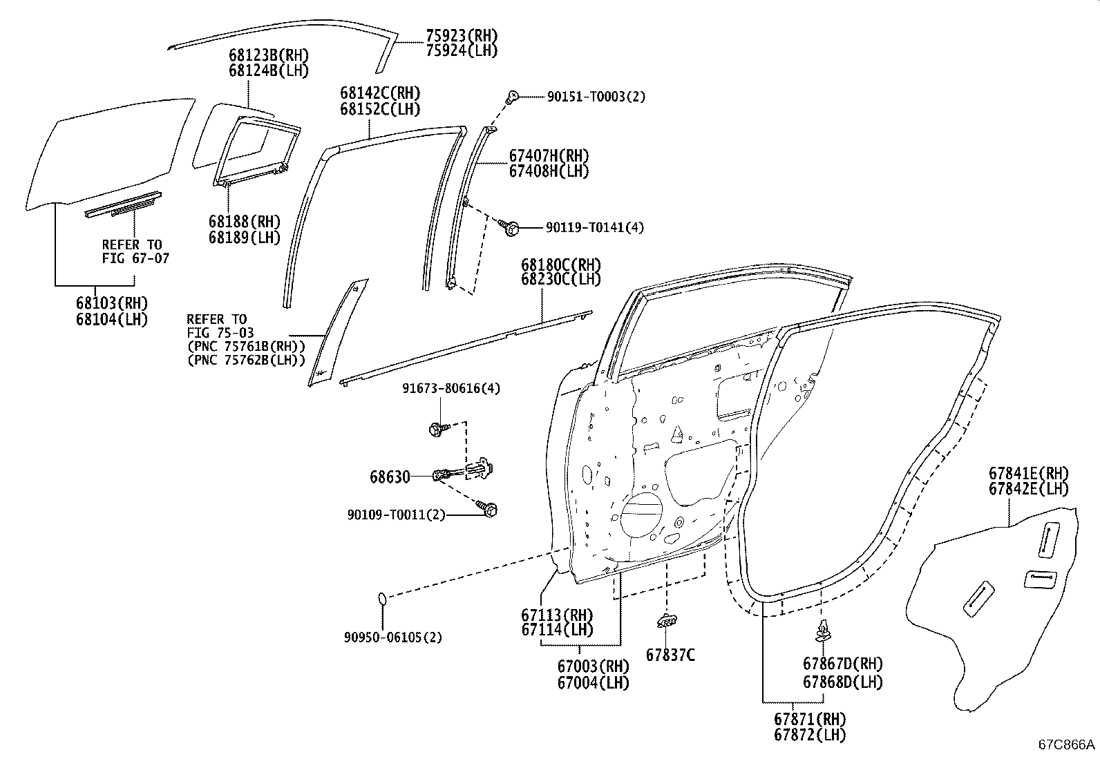 Toyota 67640-0DL91-C0 BOARD SUB-ASSY, REAR DOOR TRIM, LH