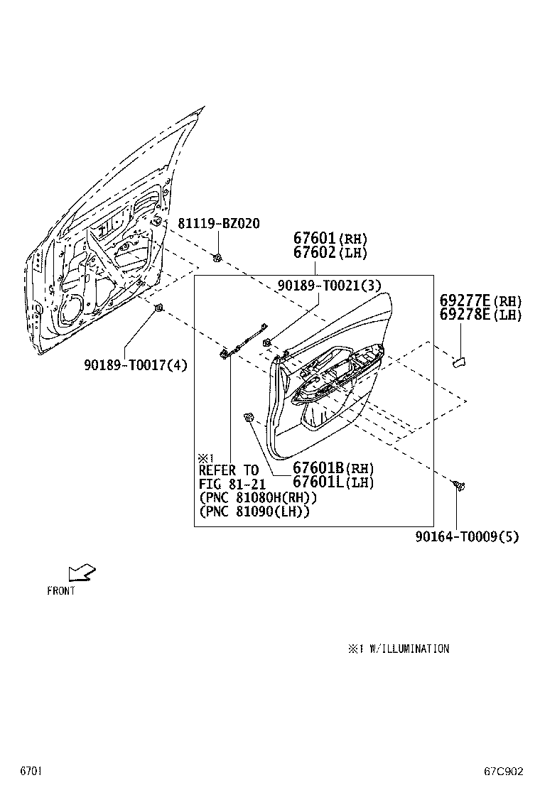 67404-BZ210 FRAME SUB-ASSY, FRONT DOOR, REAR LOWER LH product image