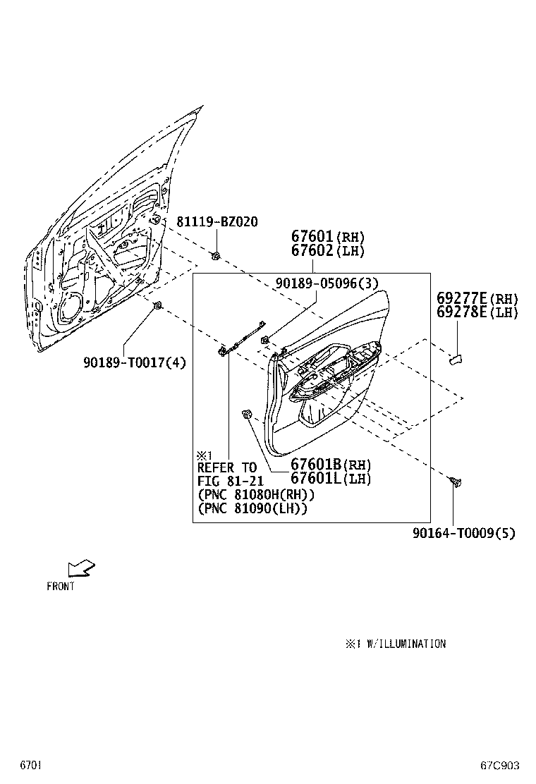 67404-BZ210 FRAME SUB-ASSY, FRONT DOOR, REAR LOWER LH product image