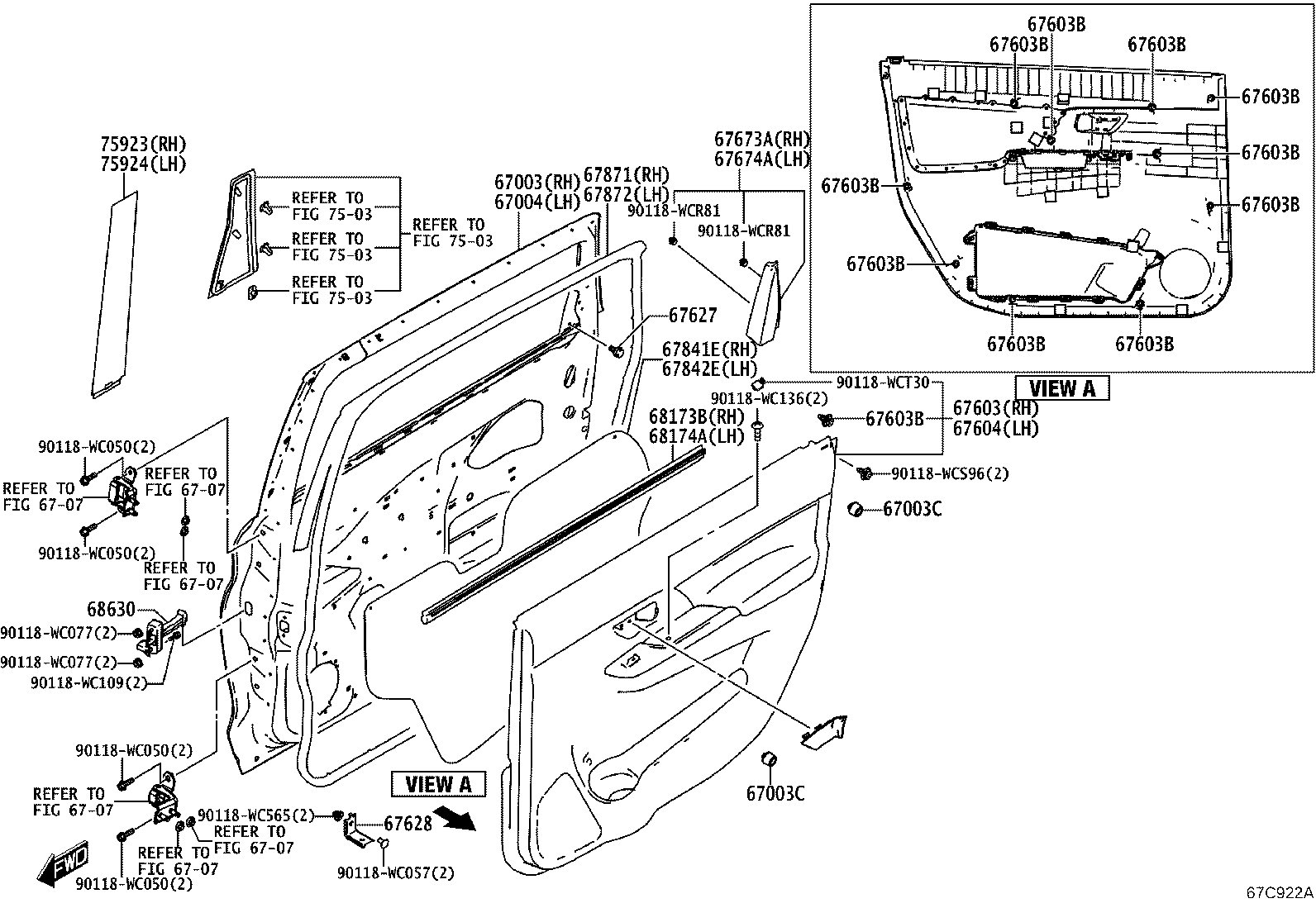 67004-WC017 PANEL SUB-ASSY, REAR DOOR, LH product image