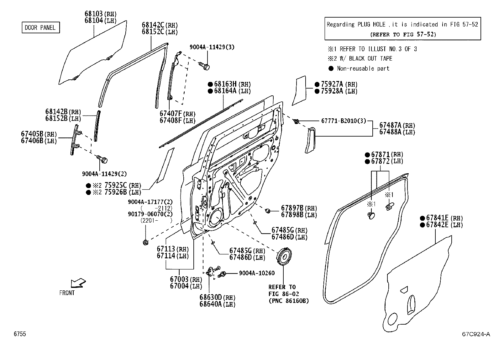 Toyota 67004-BZ730 PANEL SUB-ASSY, REAR DOOR, LH