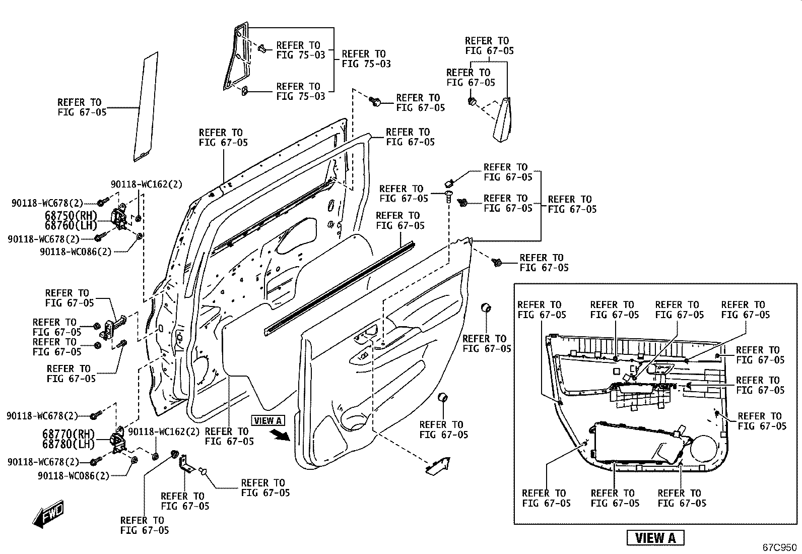 68780-WC003 HINGE ASSY, REAR DOOR, LOWER LH product image