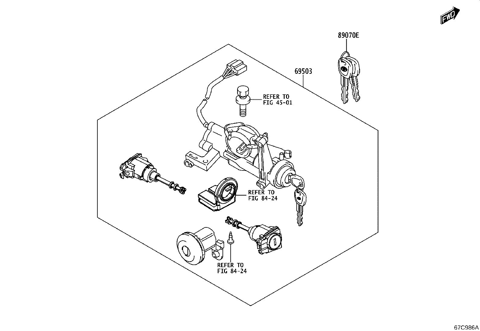 69005-WC022 CYLINDER & KEY SET, DOOR LOCK, RH product image