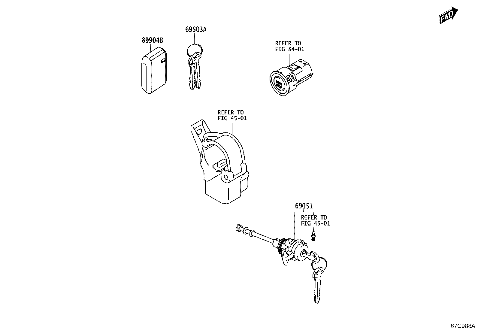 69005-WC022 CYLINDER & KEY SET, DOOR LOCK, RH product image