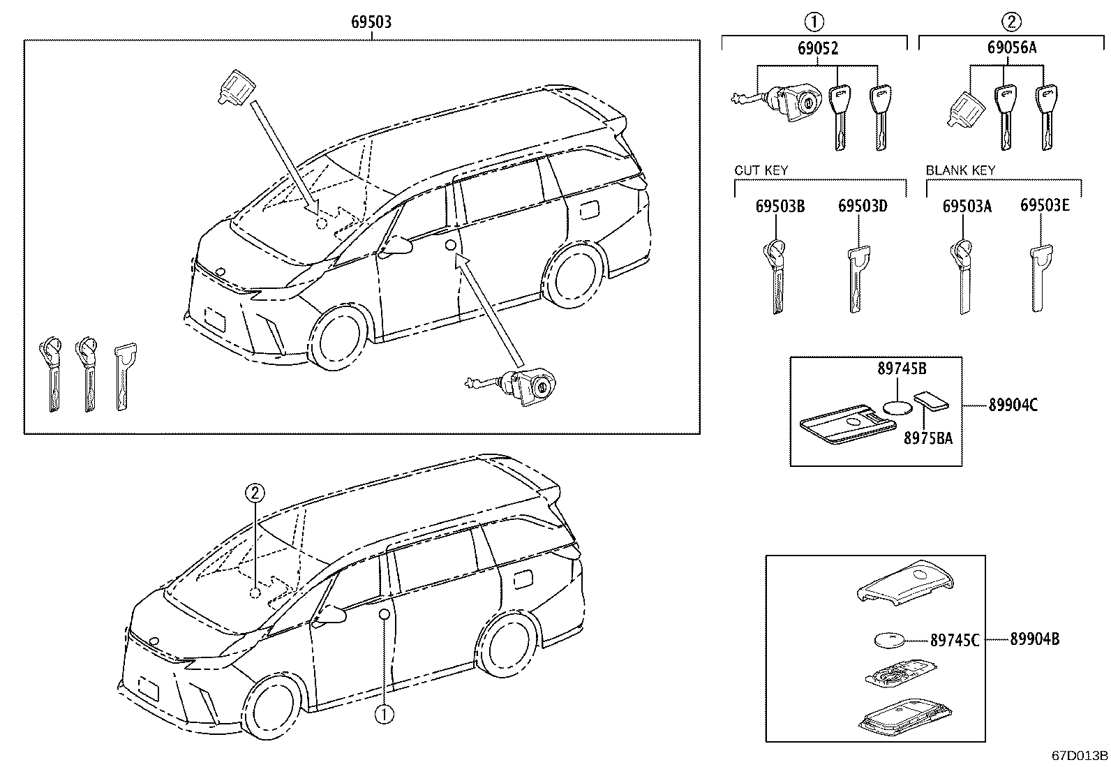 69052-V2030 CYLINDER & KEY SET, DOOR LOCK, LH product image