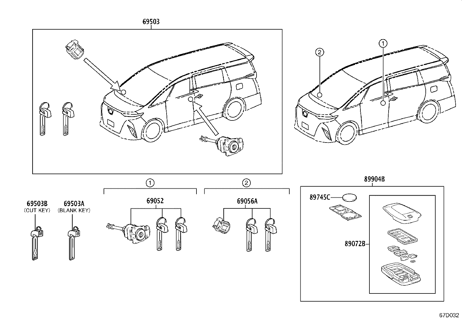 69052-V2010 CYLINDER & KEY SET, DOOR LOCK, LH product image